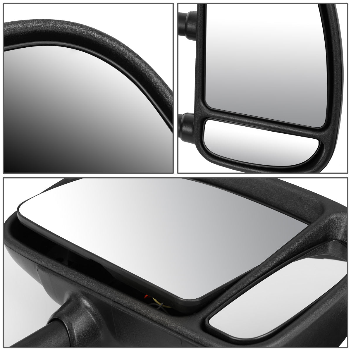 RETROVISORES EXTENDIBLES TOWING MIRROR - 99-07 FORD F-250, F-350, F-450, F-550 - SUPER DUTY - RIGHT - MANUAL, W/O HEATED, W/O SIGNAL - BLACK