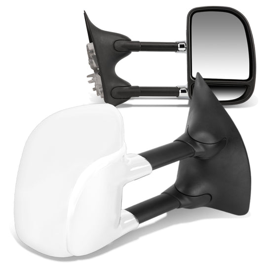 RETROVISORES EXTENDIBLES TOWING MIRROR - 99-07 FORD F-250, F-350, F-450, F-550 - SUPER DUTY - PAIR - MANUAL W/O HEATED W/O SIGNAL - CHROME