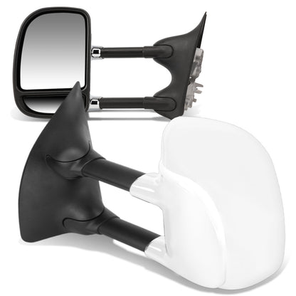 RETROVISORES EXTENDIBLES TOWING MIRROR - 99-07 FORD F-250, F-350, F-450, F-550 - SUPER DUTY - PAIR - MANUAL W/O HEATED W/O SIGNAL - CHROME