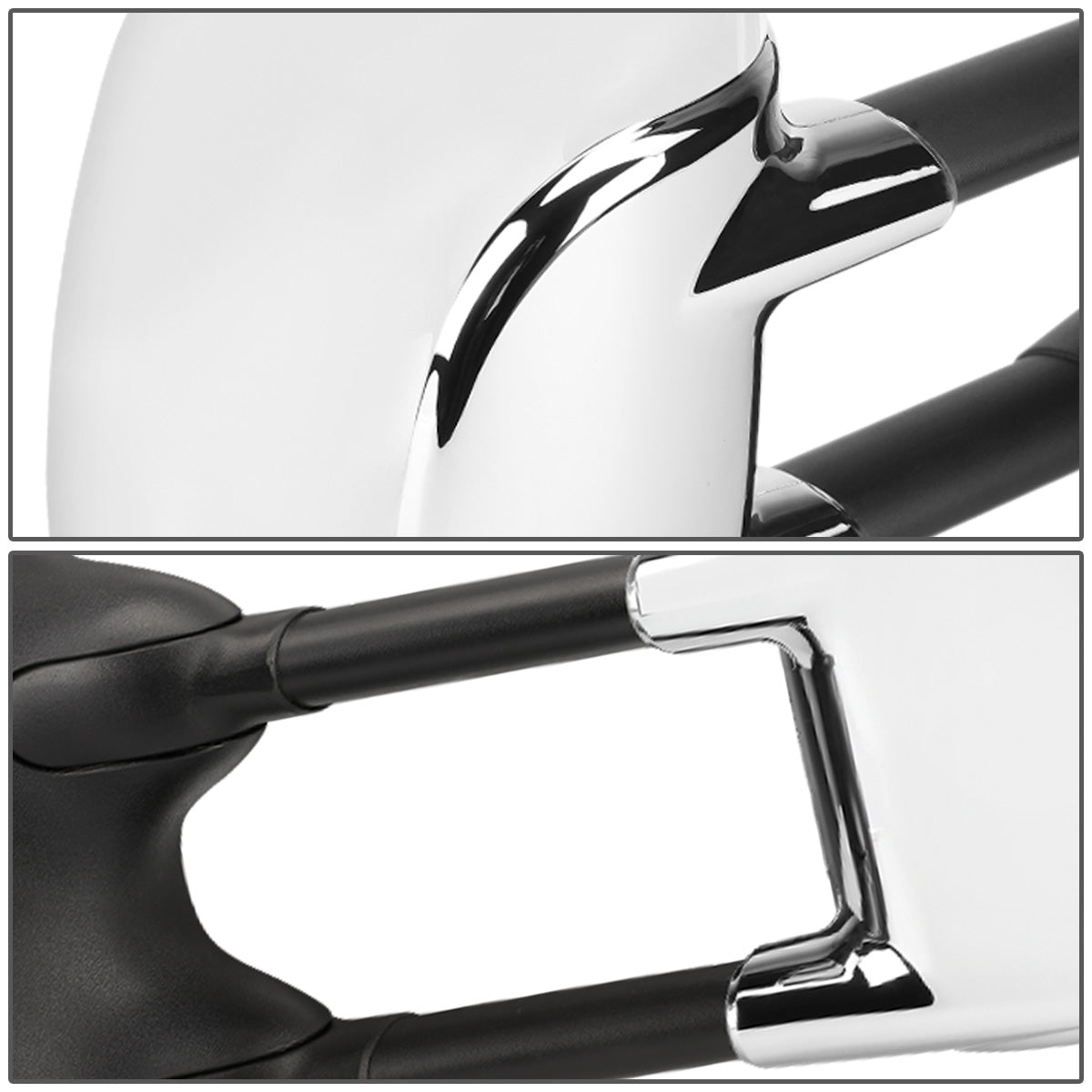 RETROVISORES EXTENDIBLES TOWING MIRROR - 99-07 FORD F-250, F-350, F-450, F-550 - SUPER DUTY - PAIR - MANUAL W/O HEATED W/O SIGNAL - CHROME