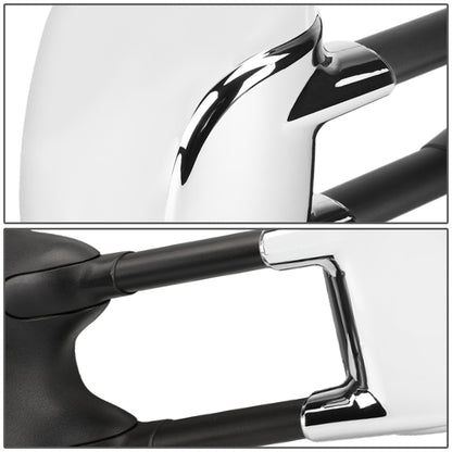 RETROVISORES EXTENDIBLES TOWING MIRROR - 99-07 FORD F-250, F-350, F-450, F-550 - SUPER DUTY - PAIR - MANUAL W/O HEATED W/O SIGNAL - CHROME
