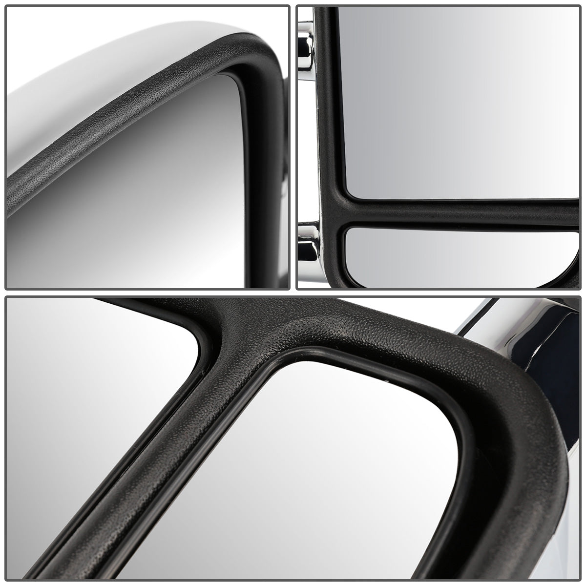 RETROVISORES EXTENDIBLES TOWING MIRROR - 99-07 FORD F-250, F-350, F-450, F-550 - SUPER DUTY - PAIR - MANUAL W/O HEATED W/O SIGNAL - CHROME