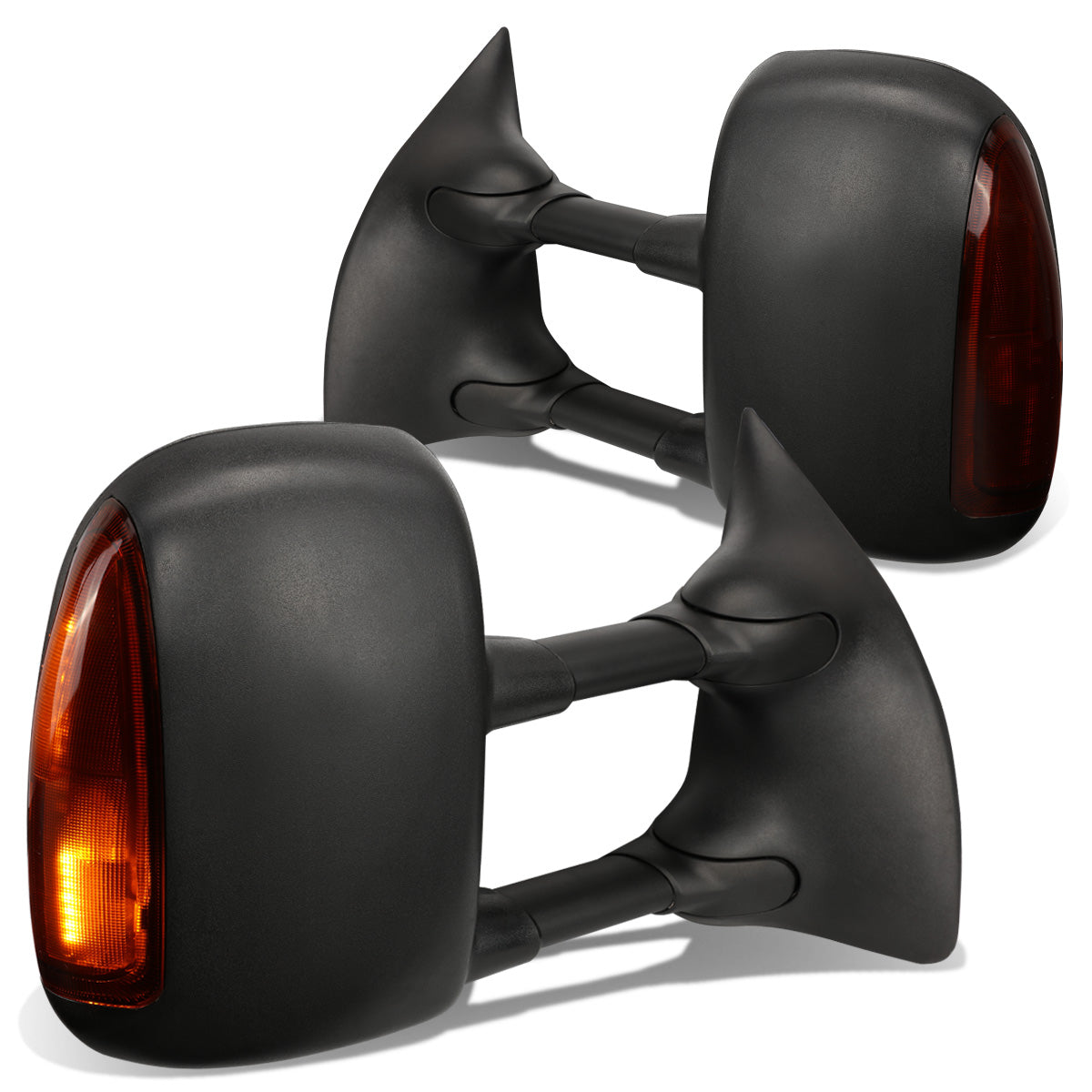 RETROVISORES EXTENDIBLES TOWING MIRROR - 99-07 FORD F-250, F-350, F-450, F-550 - SUPER DUTY - PAIR - MANUAL W/O HEATED - AMBER SIGNAL - BLACK