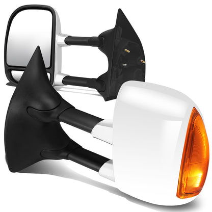 RETROVISORES EXTENDIBLES TOWING MIRROR - 99-07 FORD F-250, F-350, F-450, F-550 - SUPER DUTY - PAIR - MANUAL W/O HEATED - AMBER SIGNAL - CHROME