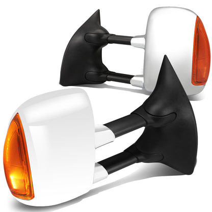 RETROVISORES EXTENDIBLES TOWING MIRROR - 99-07 FORD F-250, F-350, F-450, F-550 - SUPER DUTY - PAIR - MANUAL W/O HEATED - AMBER SIGNAL - CHROME