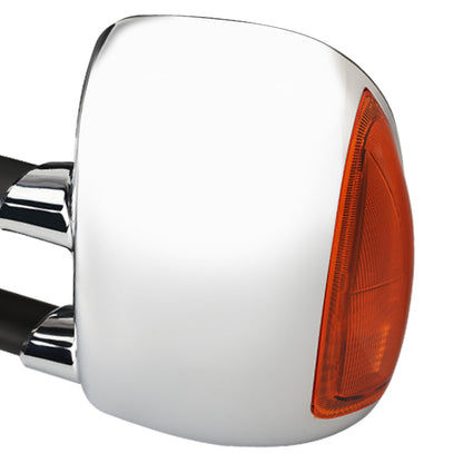 RETROVISORES EXTENDIBLES TOWING MIRROR - 99-07 FORD F-250, F-350, F-450, F-550 - SUPER DUTY - PAIR - MANUAL W/O HEATED - AMBER SIGNAL - CHROME