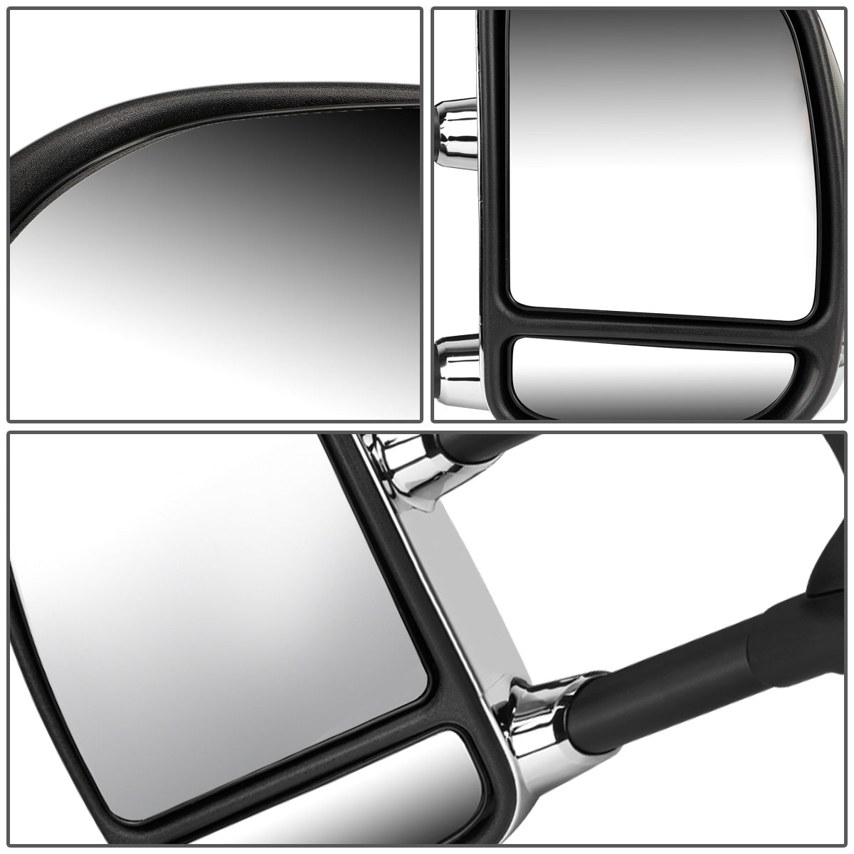 RETROVISORES EXTENDIBLES TOWING MIRROR - 99-07 FORD F-250, F-350, F-450, F-550 - SUPER DUTY - PAIR - MANUAL W/O HEATED - AMBER SIGNAL - CHROME