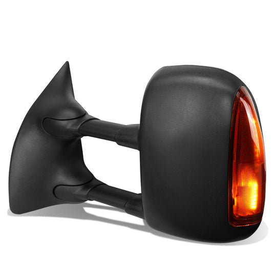 RETROVISORES EXTENDIBLES TOWING MIRROR - 99-07 FORD F-250, F-350, F-450, F-550 - SUPER DUTY - LEFT - POWERED W/ HEATED - AMBER SIGNAL - BLACK