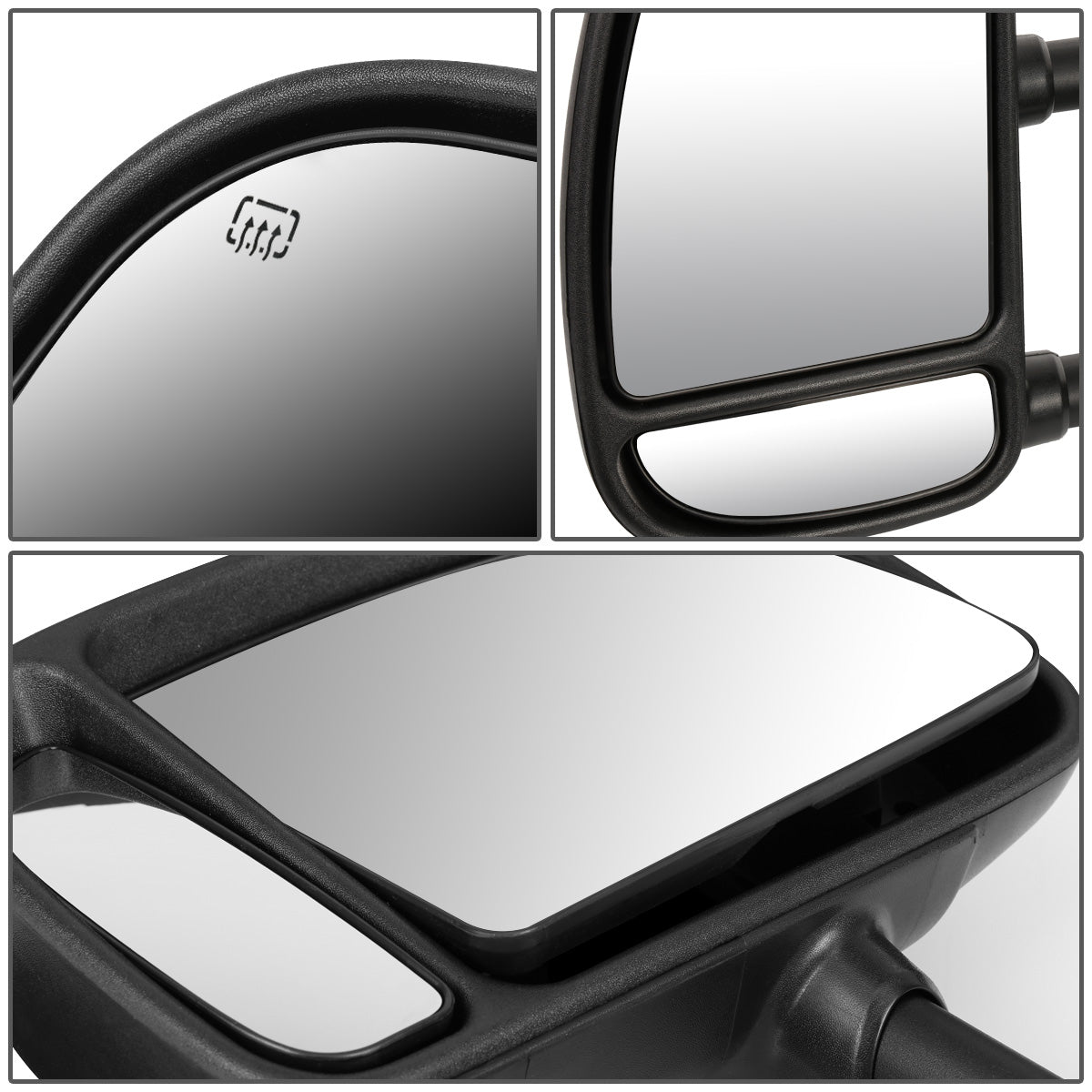 RETROVISORES EXTENDIBLES TOWING MIRROR - 99-07 FORD F-250, F-350, F-450, F-550 - SUPER DUTY - LEFT - POWERED W/ HEATED - AMBER SIGNAL - BLACK