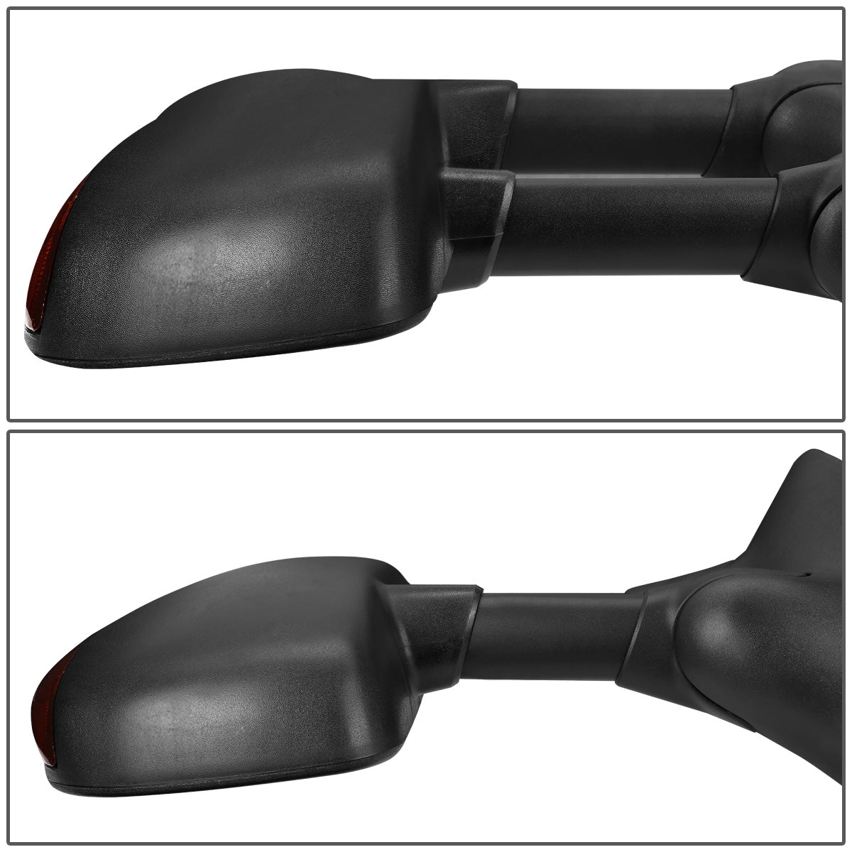 RETROVISORES EXTENDIBLES TOWING MIRROR - 99-07 FORD F-250, F-350, F-450, F-550 - SUPER DUTY - RIGHT - POWERED W/ HEATED - AMBER SIGNAL - BLACK