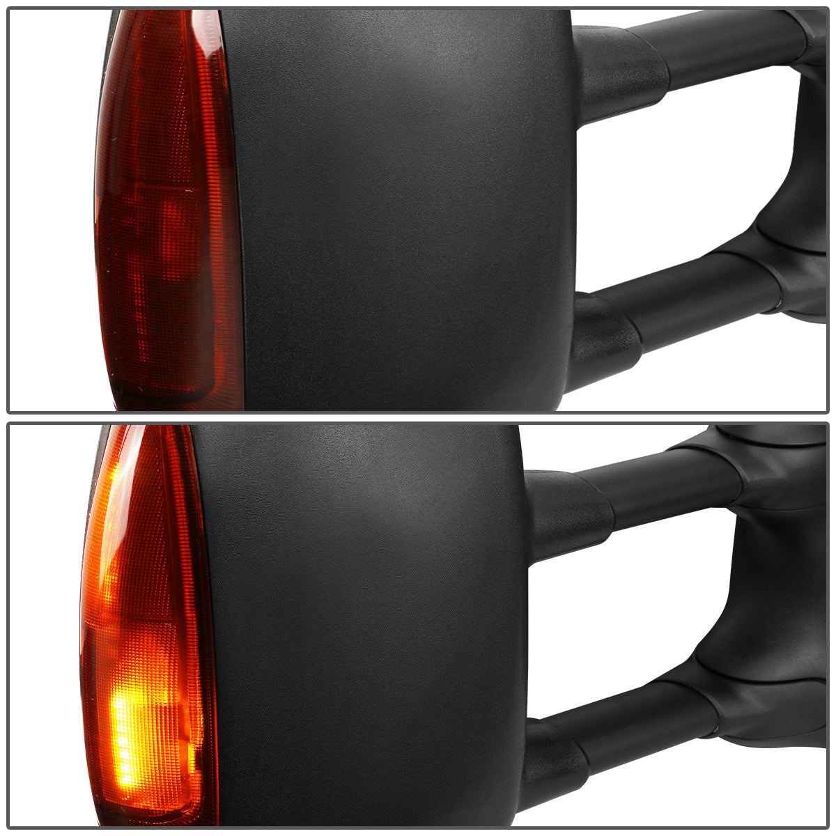 RETROVISORES EXTENDIBLES TOWING MIRROR - 99-07 FORD F-250, F-350, F-450, F-550 - SUPER DUTY - RIGHT - POWERED W/ HEATED - AMBER SIGNAL - BLACK