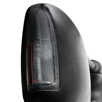RETROVISORES EXTENDIBLES TOWING MIRROR - 99-07 FORD F-250, F-350, F-450, F-550 - SUPER DUTY - PAIR - POWERED W/ HEATED - SMOKE SIGNAL - BLACK