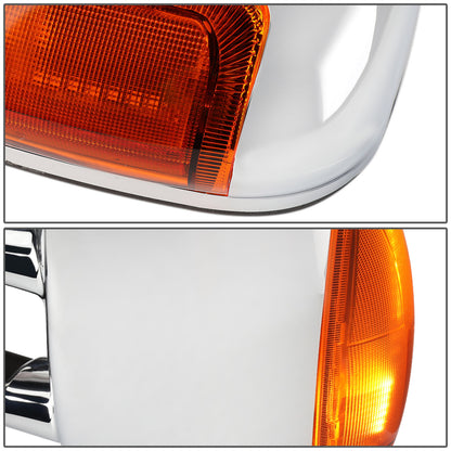 RETROVISORES EXTENDIBLES TOWING MIRROR - 99-07 FORD F-250, F-350, F-450, F-550 - SUPER DUTY - PAIR - POWERED W/ HEATED - AMBER SIGNAL - CHROME