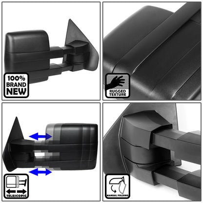 RETROVISORES EXTENDIBLES TOWING MIRROR - 04-14 FORD F-150 - PAIR - FITS MODELS WITH UNPOWERED / UNHEATED GLASS MIRRORS ONLY - BLACK
