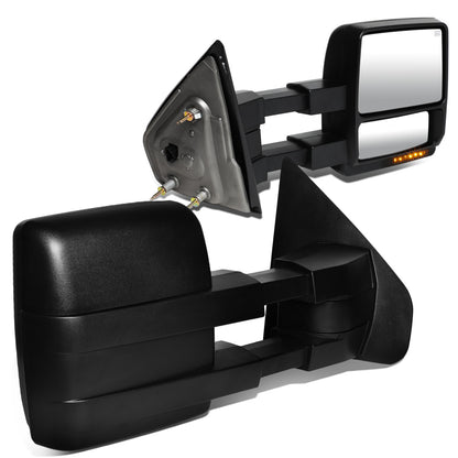 RETROVISORES EXTENDIBLES TOWING MIRROR - 04-14 FORD F-150 - PAIR - POWERED - W/PUDDLE LIGHT - W/HEATED - AMBER SIGNAL - BLACK