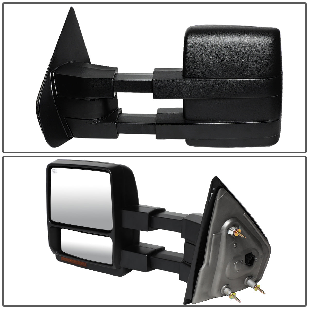 RETROVISORES EXTENDIBLES TOWING MIRROR - 04-14 FORD F-150 - PAIR - POWERED - W/PUDDLE LIGHT - W/HEATED - AMBER SIGNAL - BLACK