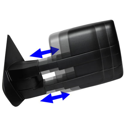 RETROVISORES EXTENDIBLES TOWING MIRROR - 04-14 FORD F-150 - PAIR - POWERED - W/PUDDLE LIGHT - W/HEATED - AMBER SIGNAL - BLACK