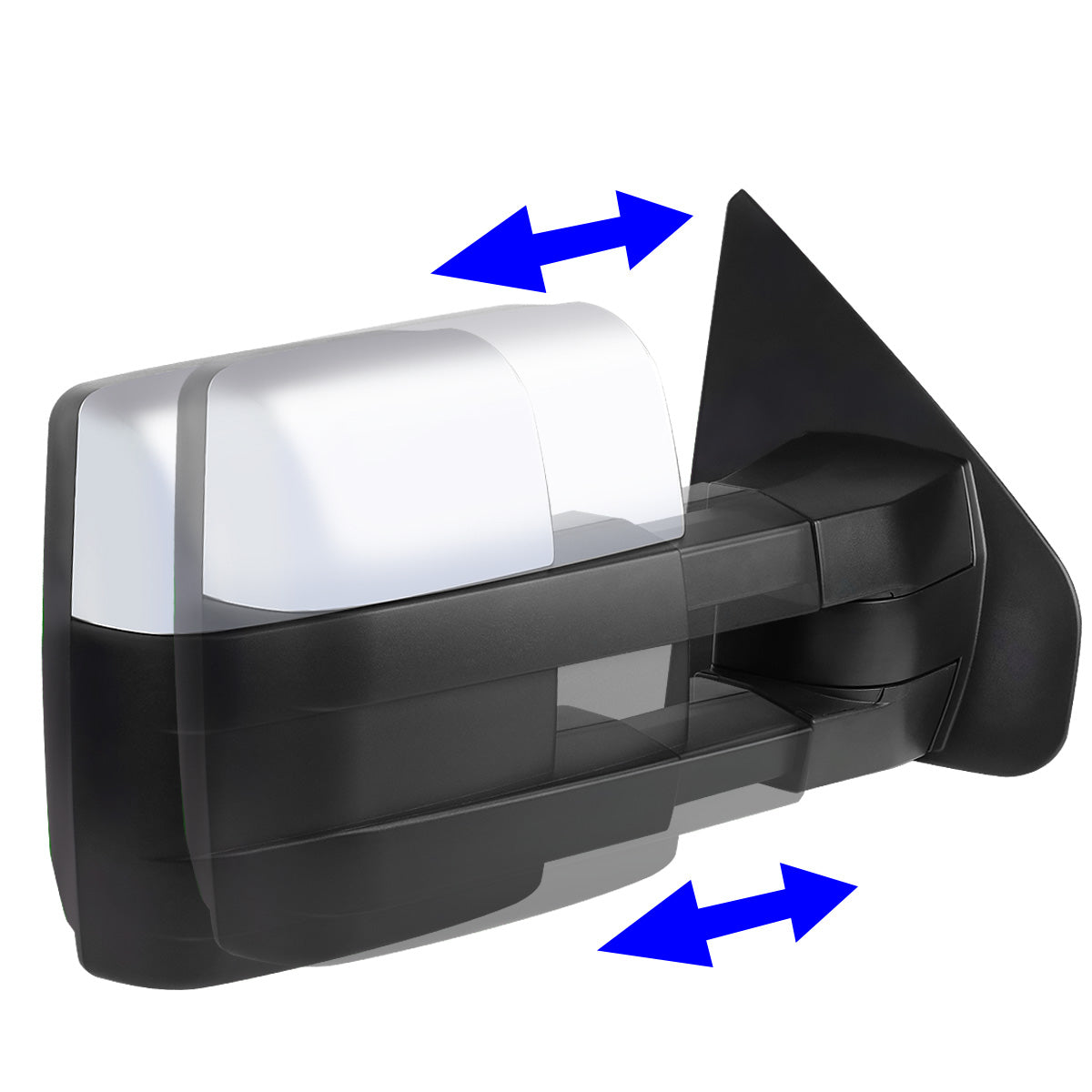 RETROVISORES EXTENDIBLES TOWING MIRROR - 04-14 FORD F-150 - PAIR - MANUAL W/ HEATED - CHROME - LED AMBER SIGNAL