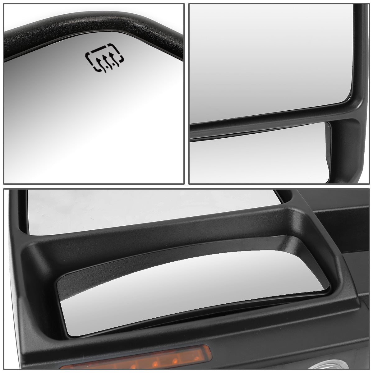 RETROVISORES EXTENDIBLES TOWING MIRROR - 04-14 FORD F-150 - PAIR - MANUAL W/ HEATED - CHROME - LED AMBER SIGNAL