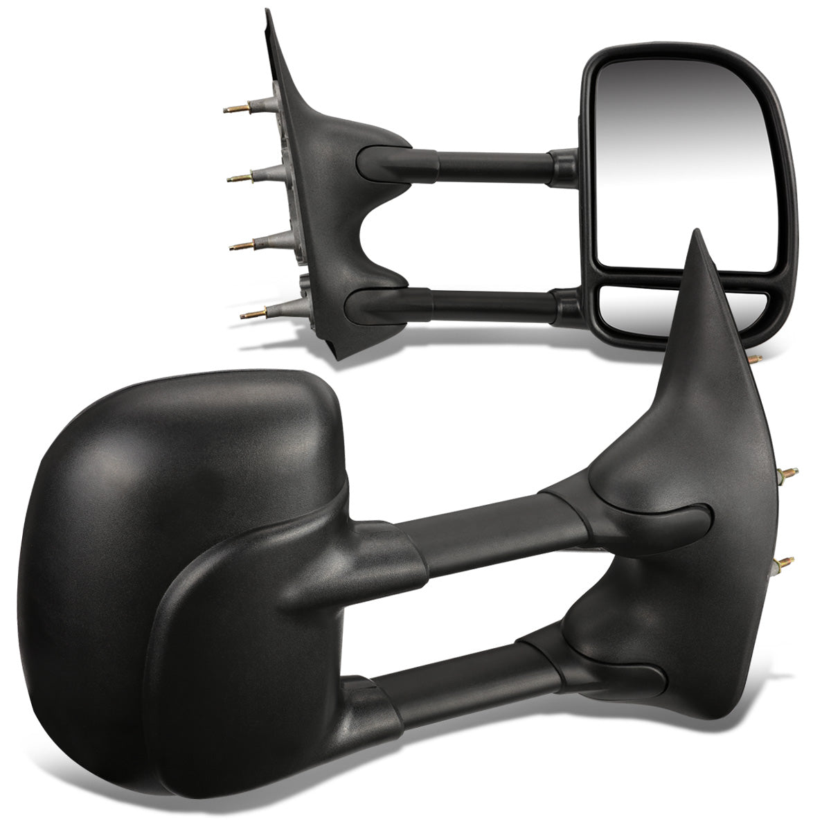 RETROVISORES EXTENDIBLES TOWING MIRROR - 03-07 FORD E-150, E-250, E-350 - PAIR - MANUAL W/O HEATED W/O SIGNAL - BLACK