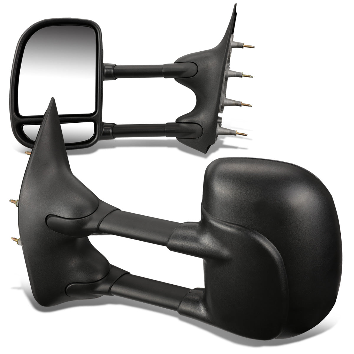 RETROVISORES EXTENDIBLES TOWING MIRROR - 03-07 FORD E-150, E-250, E-350 - PAIR - MANUAL W/O HEATED W/O SIGNAL - BLACK