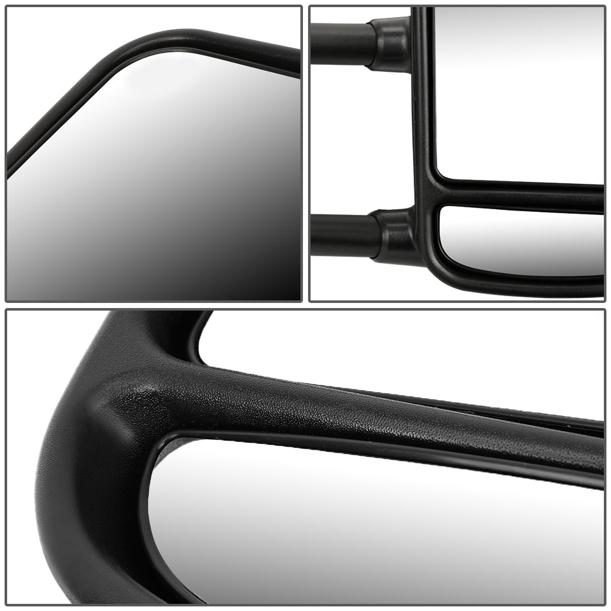 RETROVISORES EXTENDIBLES TOWING MIRROR - 03-07 FORD E-150, E-250, E-350 - PAIR - MANUAL W/O HEATED W/O SIGNAL - BLACK