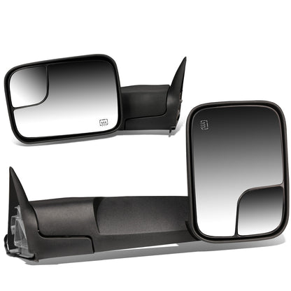 RETROVISORES EXTENDIBLES TOWING MIRROR - 98-02 DODGE RAM - PAIR - POWERED W/ HEATED W/O SIGNAL - BLACK