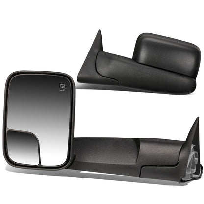 RETROVISORES EXTENDIBLES TOWING MIRROR - 98-02 DODGE RAM - PAIR - POWERED W/ HEATED W/O SIGNAL - BLACK