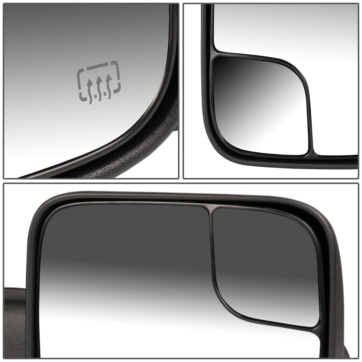 RETROVISORES EXTENDIBLES TOWING MIRROR - 98-02 DODGE RAM - PAIR - POWERED W/ HEATED W/O SIGNAL - BLACK