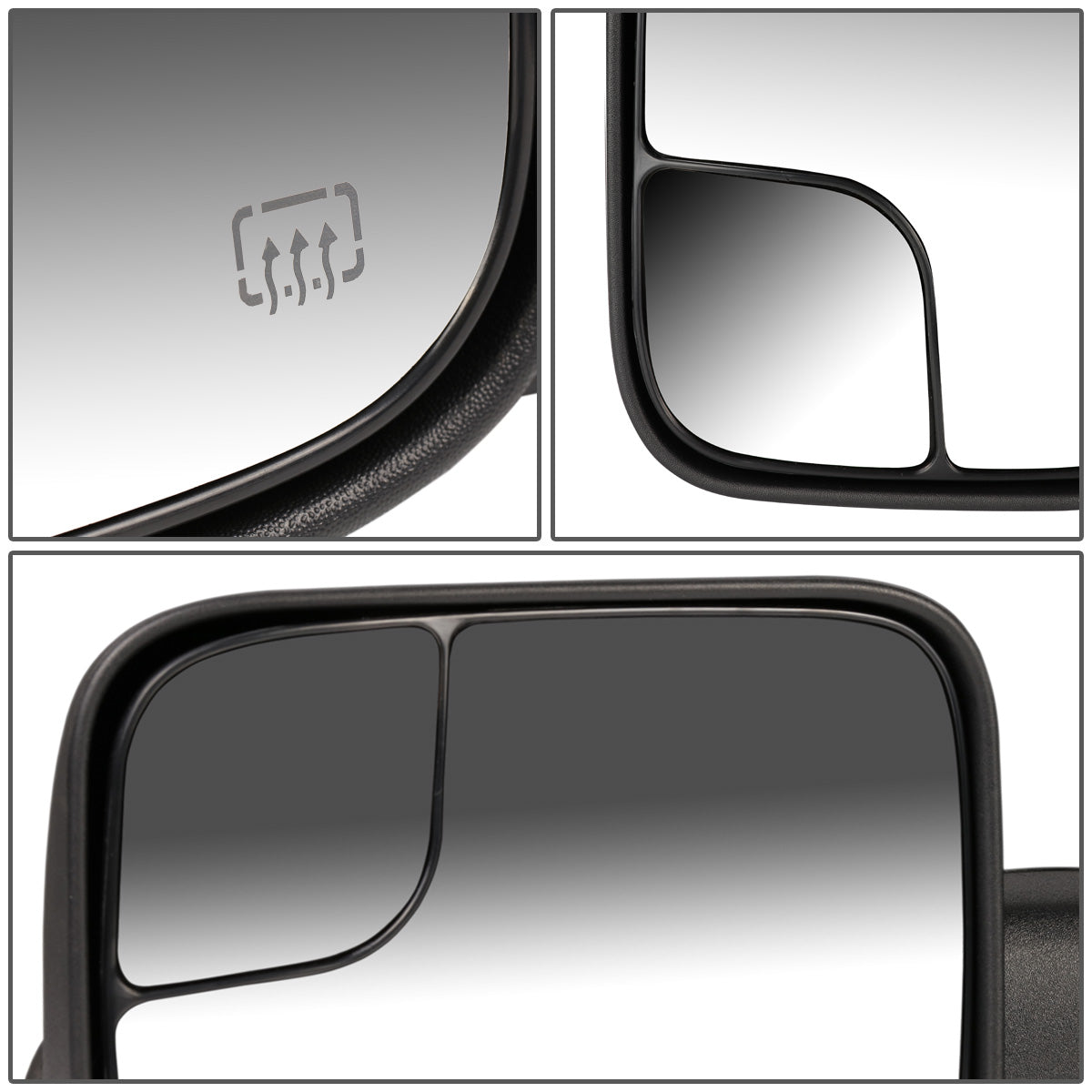 RETROVISORES EXTENDIBLES TOWING MIRROR - 98-01 DODGE RAM 1500 /  98-02 RAM 2500, 3500 - LEFT - POWERED, W/ HEATED, W/O SIGNAL - BLACK