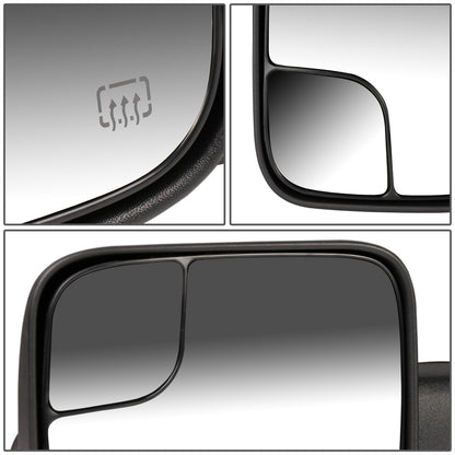 RETROVISORES EXTENDIBLES TOWING MIRROR - 98-01 DODGE RAM 1500 /  98-02 RAM 2500, 3500 - LEFT - POWERED, W/ HEATED, W/O SIGNAL - BLACK
