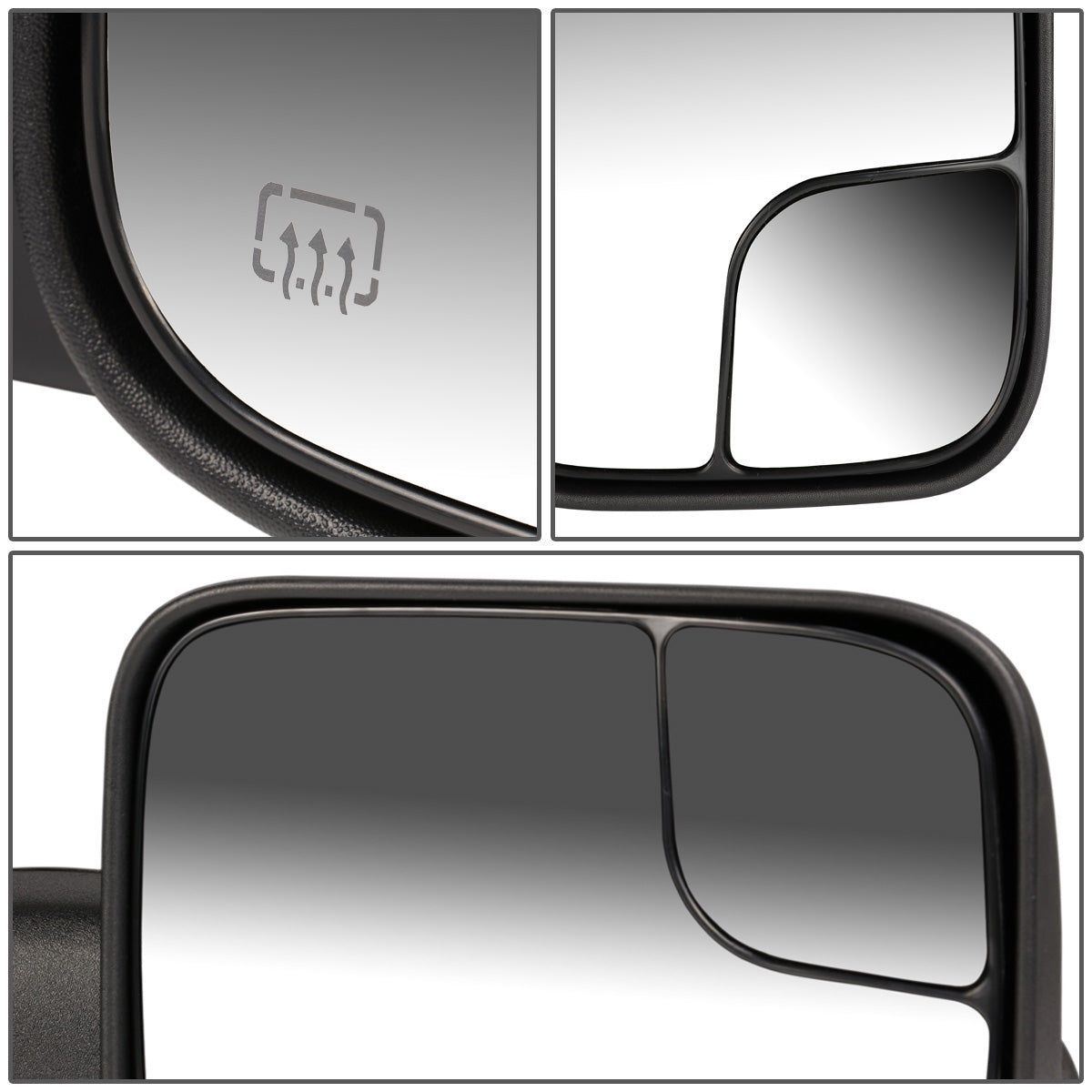 RETROVISORES EXTENDIBLES TOWING MIRROR - 98-01 DODGE RAM 1500 / 98-02 RAM 2500, 3500 - RIGHT - POWERED, W/ HEATED, W/O SIGNAL - BLACK