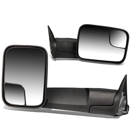 RETROVISORES EXTENDIBLES TOWING MIRROR - 94-01 DODGE RAM 1500 / 94-02 DODGE RAM 2500, 3500 - PAIR - MANUAL W/O HEATED W/O SIGNAL - BLACK