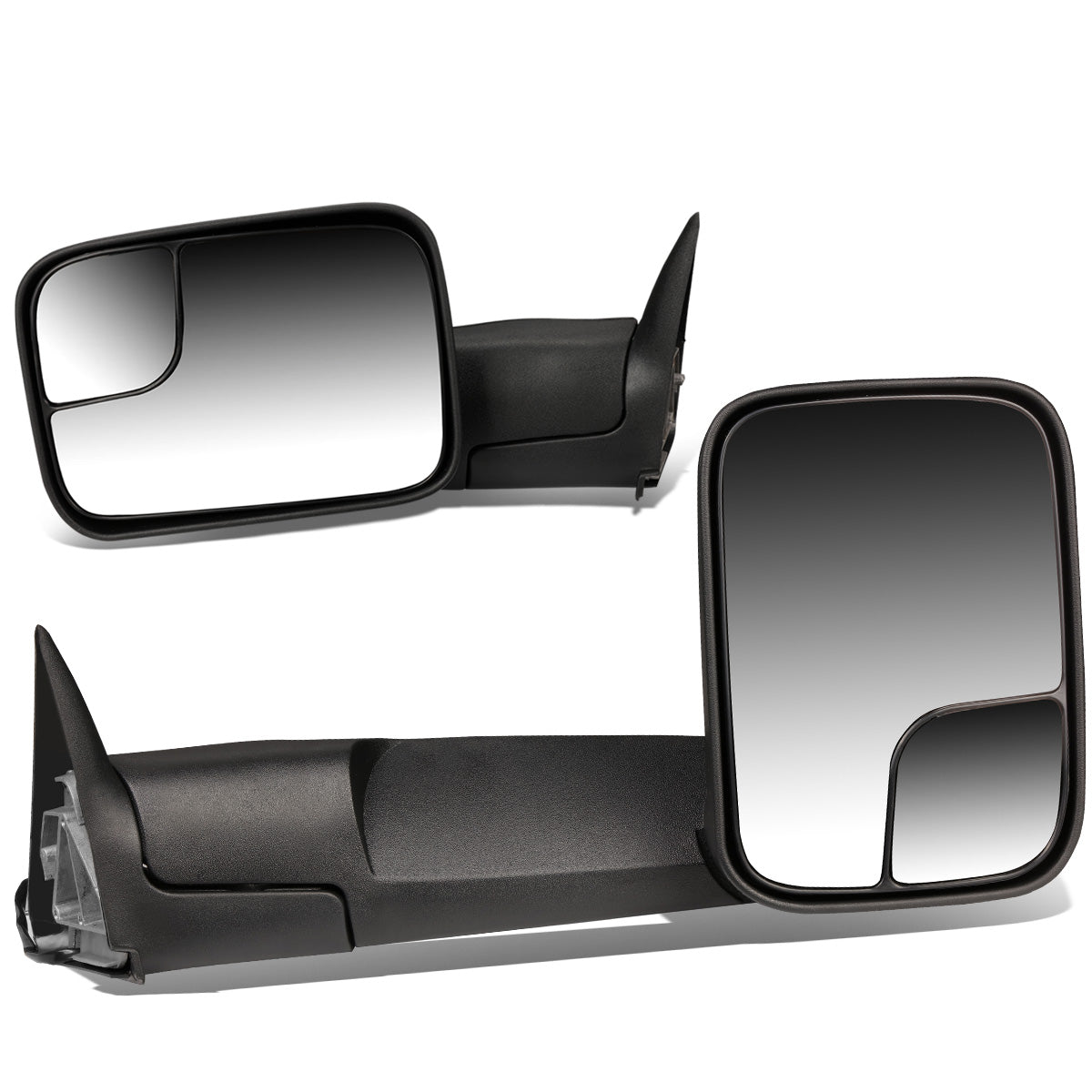 RETROVISORES EXTENDIBLES TOWING MIRROR - 94-01 DODGE RAM 1500 / 94-02 DODGE RAM 2500, 3500 - PAIR - MANUAL W/O HEATED W/O SIGNAL - BLACK