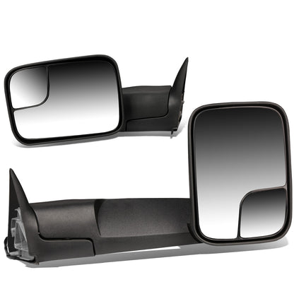 RETROVISORES EXTENDIBLES TOWING MIRROR - 94-01 DODGE RAM 1500 / 94-02 DODGE RAM 2500, 3500 - PAIR - MANUAL W/O HEATED W/O SIGNAL - BLACK
