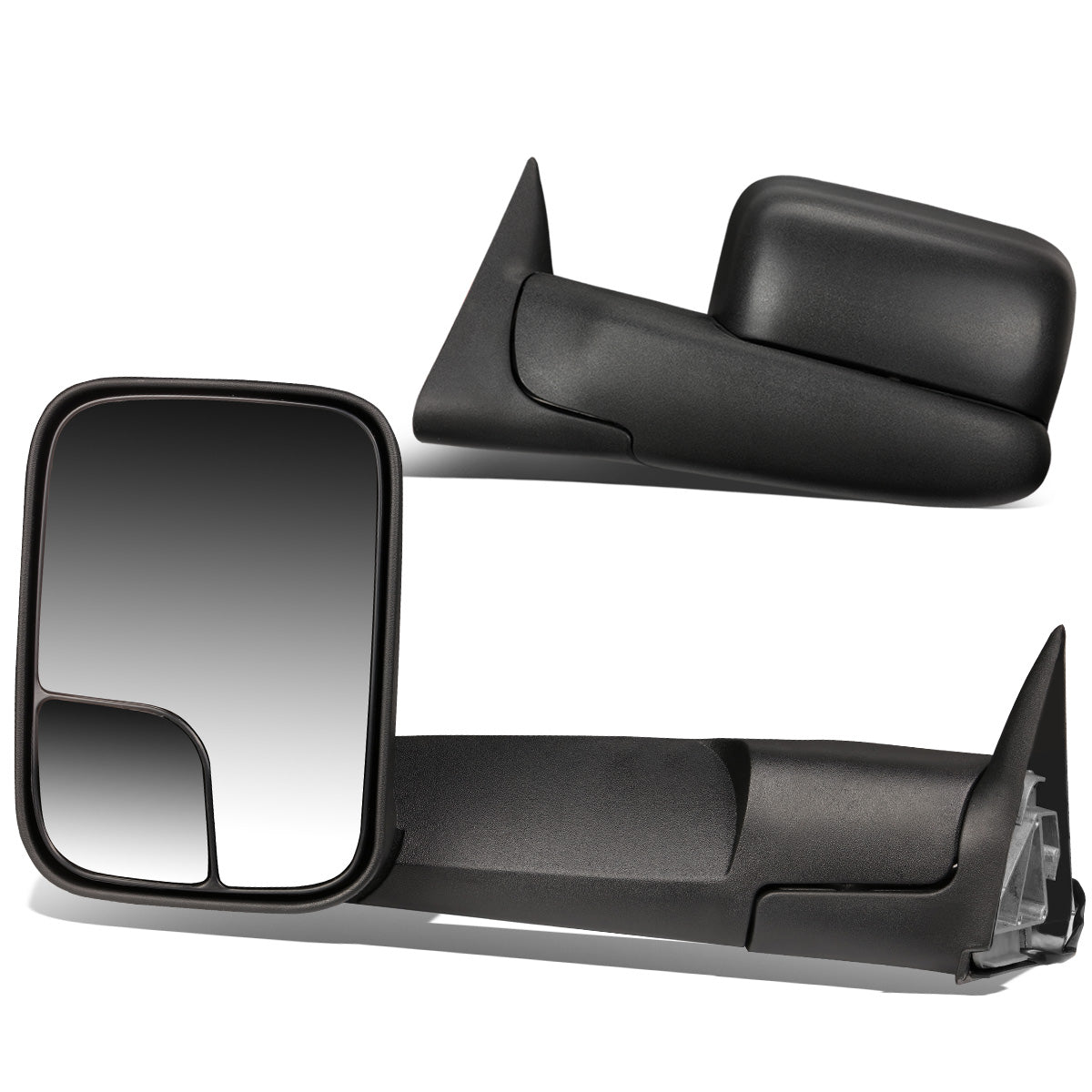 RETROVISORES EXTENDIBLES TOWING MIRROR - 94-01 DODGE RAM 1500 / 94-02 DODGE RAM 2500, 3500 - PAIR - MANUAL W/O HEATED W/O SIGNAL - BLACK