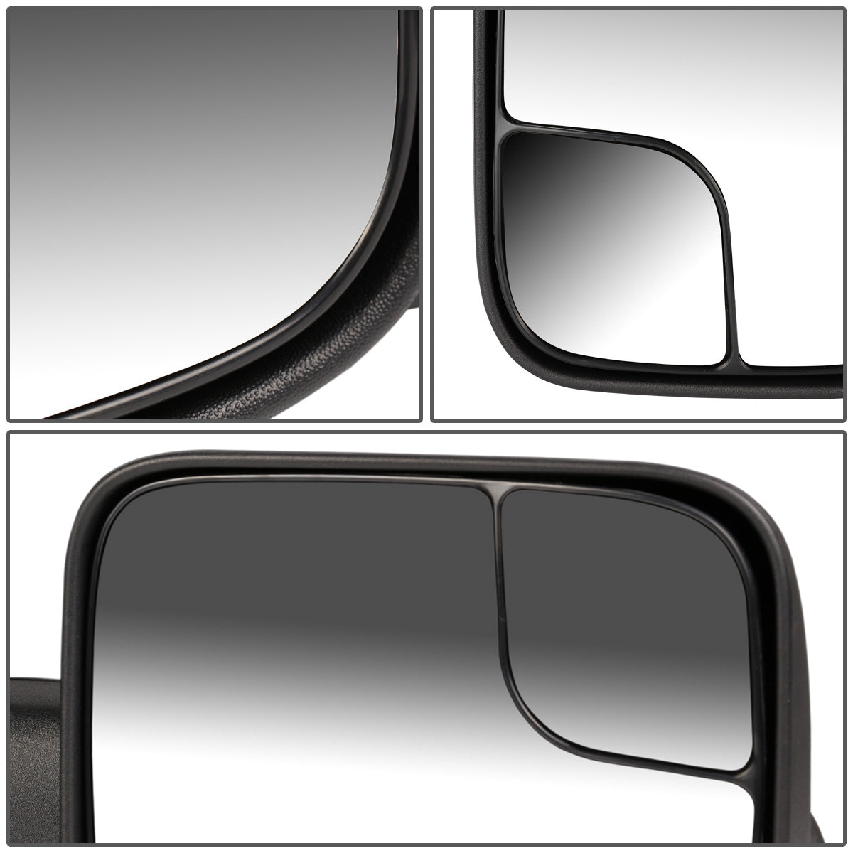 RETROVISORES EXTENDIBLES TOWING MIRROR - 94-01 DODGE RAM 1500 / 94-02 DODGE RAM 2500, 3500 - PAIR - MANUAL W/O HEATED W/O SIGNAL - BLACK