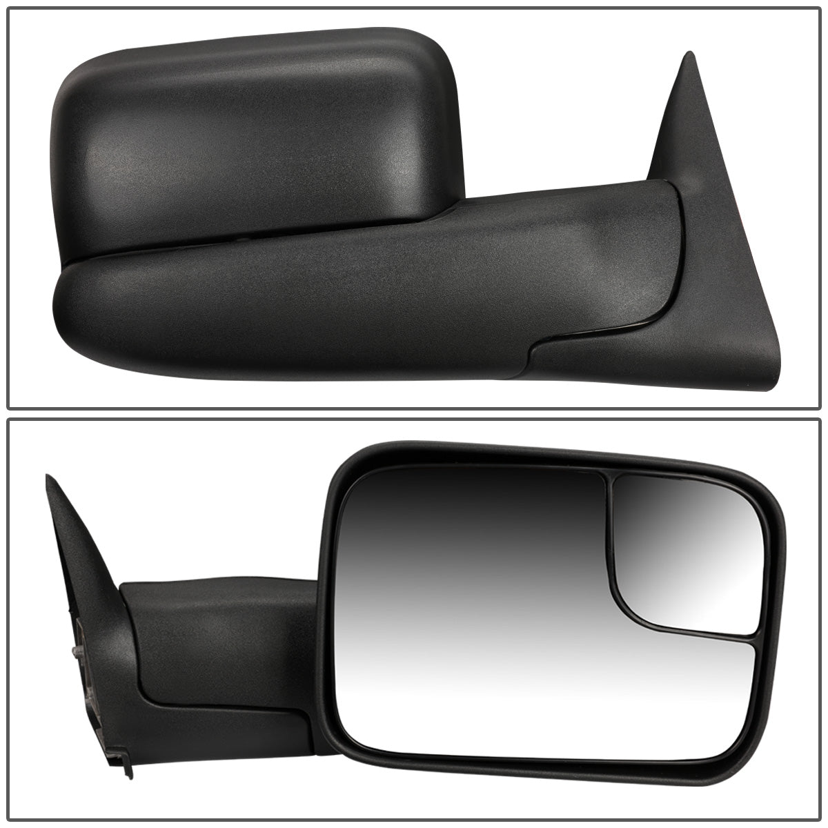 RETROVISORES EXTENDIBLES TOWING MIRROR - 94-01 DODGE RAM 1500 / 94-02 RAM 2500, 3500 - RIGHT - MANUAL, W/O HEATED, W/O SIGNAL - BLACK