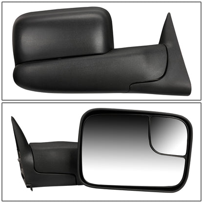 RETROVISORES EXTENDIBLES TOWING MIRROR - 94-01 DODGE RAM 1500 / 94-02 RAM 2500, 3500 - RIGHT - MANUAL, W/O HEATED, W/O SIGNAL - BLACK