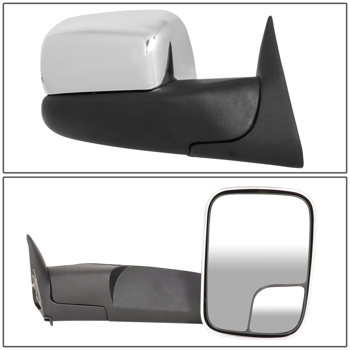 RETROVISORES EXTENDIBLES TOWING MIRROR - 94-01 DODGE RAM 1500 / 94-02 DODGE RAM 2500, 3500 - PAIR - MANUAL W/O HEATED W/O SIGNAL - FITS MODELS WITH MANUAL ADJUSTMENT MIRRORS - CHROME