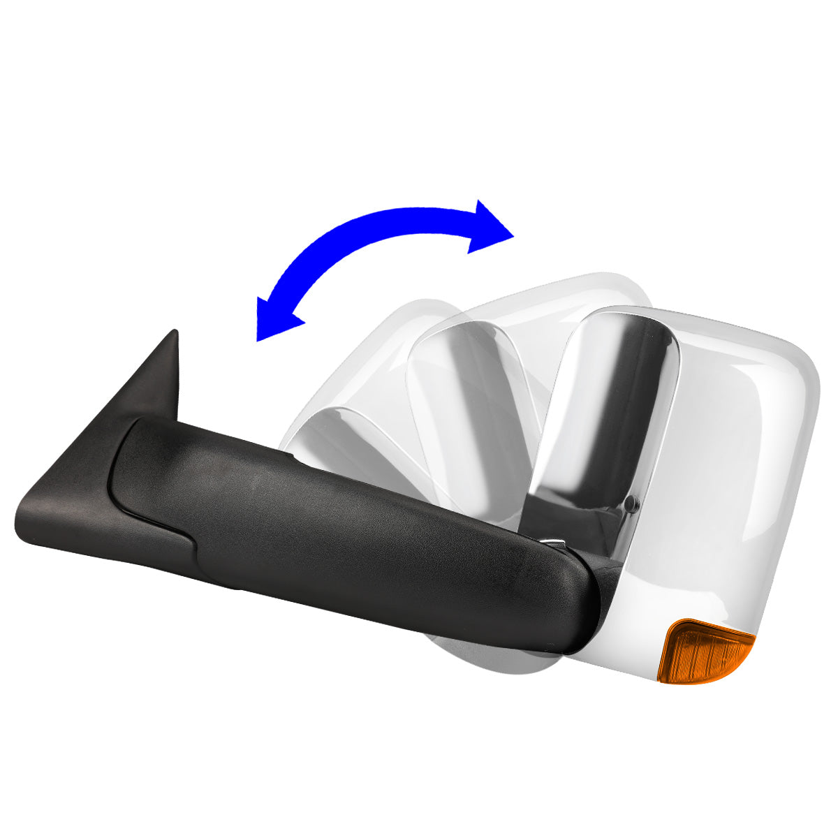 RETROVISORES EXTENDIBLES TOWING MIRROR - 98-02 DODGE RAM 1500, 2500, 3500 - PAIR - POWERED W/ HEATED - LED AMBER SIGNAL - CHROME
