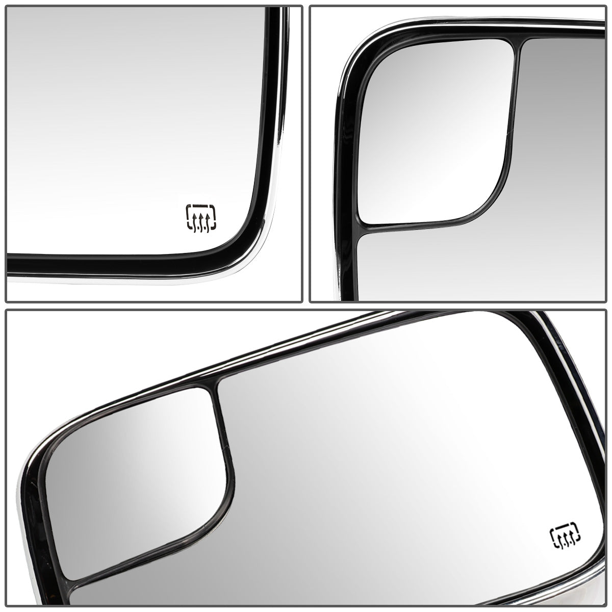 RETROVISORES EXTENDIBLES TOWING MIRROR - 98-02 DODGE RAM 1500, 2500, 3500 - PAIR - POWERED W/ HEATED - LED SMOKE SIGNAL - CHROME