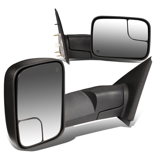 RETROVISORES EXTENDIBLES TOWING MIRROR - 02-08 DODGE RAM 1500 / 03-09 DODGE RAM 2500, 3500 - PAIR - POWERED W/ HEATED W/O SIGNAL - BLACK