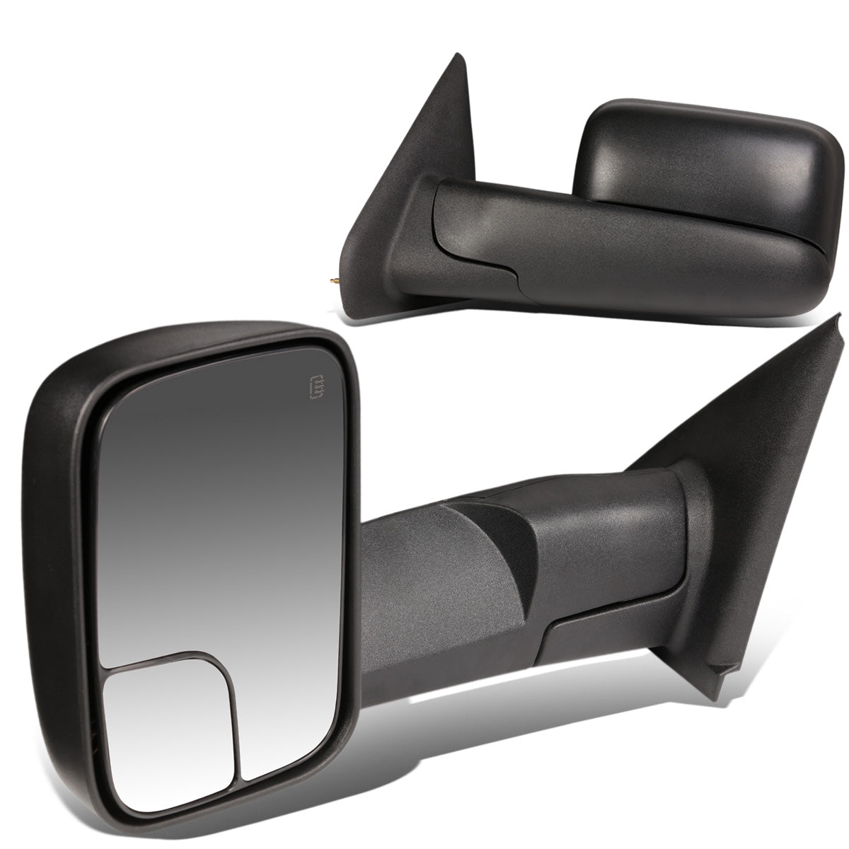 RETROVISORES EXTENDIBLES TOWING MIRROR - 02-08 DODGE RAM 1500 / 03-09 DODGE RAM 2500, 3500 - PAIR - POWERED W/ HEATED W/O SIGNAL - BLACK