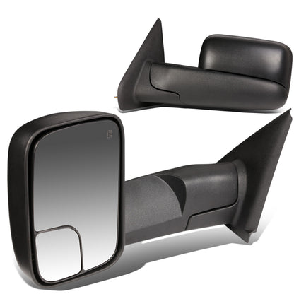 RETROVISORES EXTENDIBLES TOWING MIRROR - 02-08 DODGE RAM 1500 / 03-09 DODGE RAM 2500, 3500 - PAIR - POWERED W/ HEATED W/O SIGNAL - BLACK