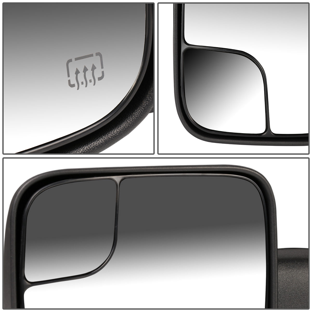 RETROVISORES EXTENDIBLES TOWING MIRROR - 02-08 DODGE RAM 1500 / 03-09 RAM 2500, 3500 - LEFT - POWERED, W/ HEATED, W/O SIGNAL - BLACK