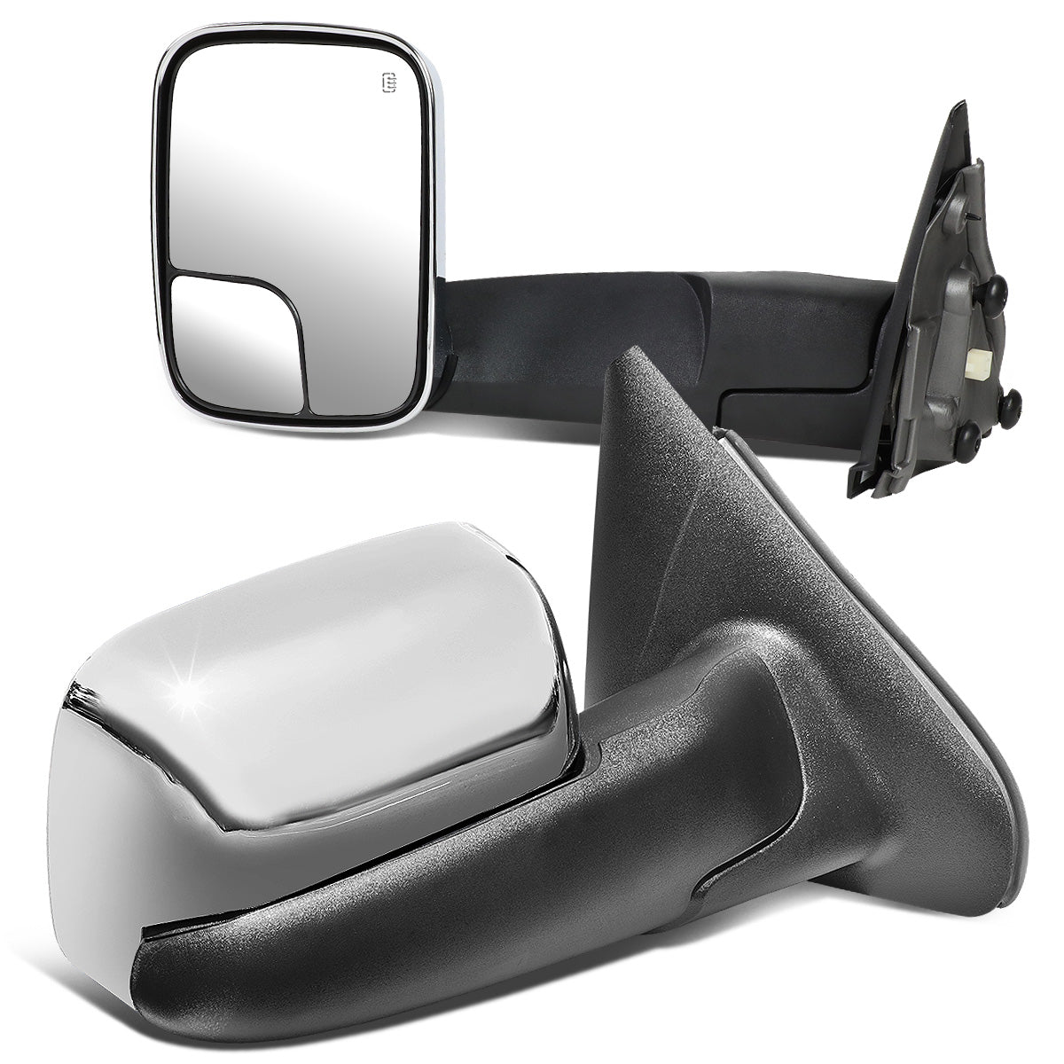 RETROVISORES EXTENDIBLES TOWING MIRROR - 02-08 DODGE RAM 1500 / 03-09 DODGE RAM 2500, 3500 - PAIR - POWERED W/ HEATED W/O SIGNAL - CHROME