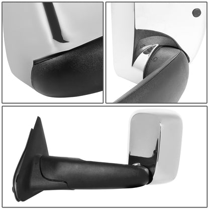 RETROVISORES EXTENDIBLES TOWING MIRROR - 02-08 DODGE RAM 1500 / 03-09 DODGE RAM 2500, 3500 - PAIR - POWERED W/ HEATED W/O SIGNAL - CHROME