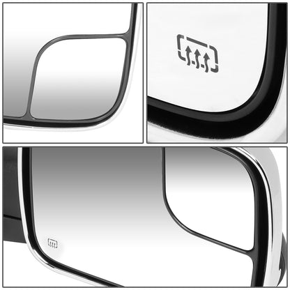 RETROVISORES EXTENDIBLES TOWING MIRROR - 02-08 DODGE RAM 1500 / 03-09 DODGE RAM 2500, 3500 - PAIR - POWERED W/ HEATED W/O SIGNAL - CHROME
