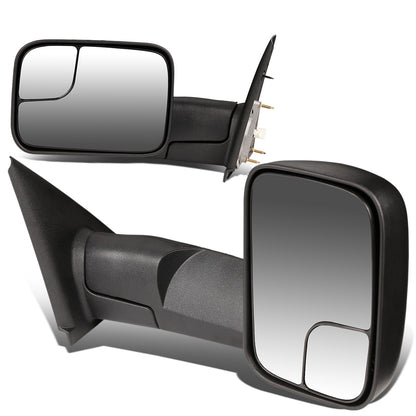 RETROVISORES EXTENDIBLES TOWING MIRROR - 02-08 DODGE RAM 1500 / 03-09 RAM 2500, 3500 - PAIR - MANUAL W/O HEATED W/O SIGNAL - BLACK